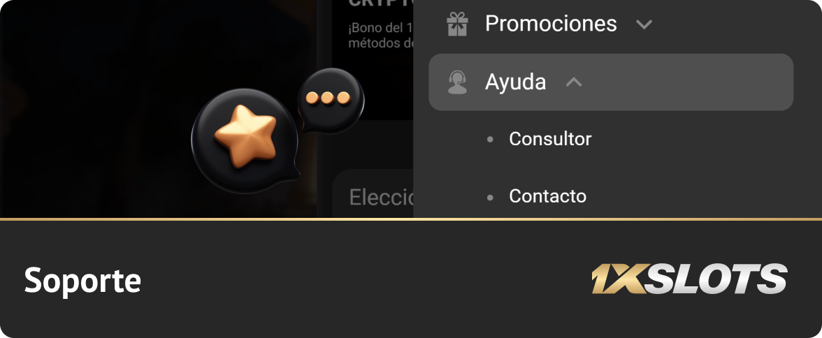 Cómo contactar con el servicio de atención al cliente de 1xSlots mediante la aplicación móvil.